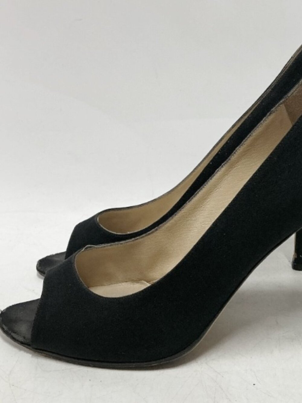 Authentic $1095 Manolo Blahnik Aria Black Open Toe Peep Shoes Heels Pumps US 7 - Picture 3 of 9